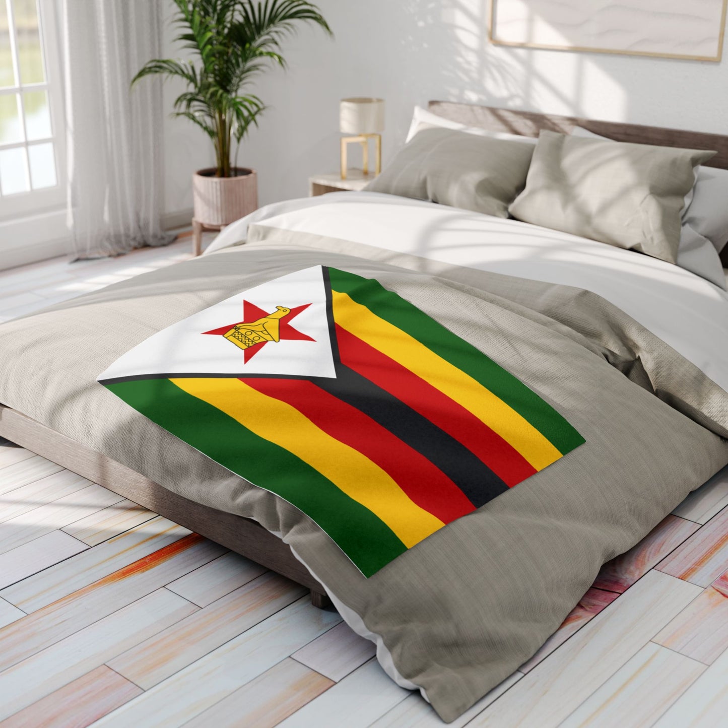 Colorful Zimbabwean Flag Arctic Fleece Blanket -