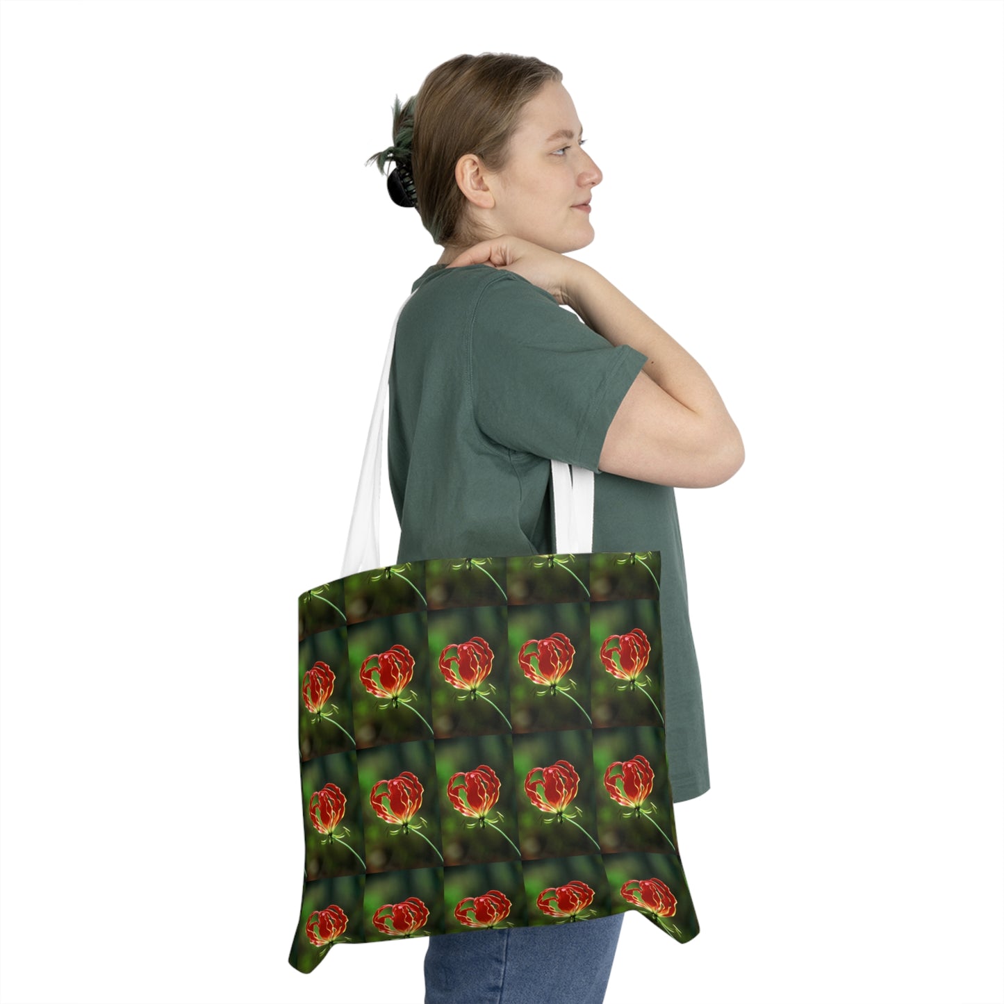 Flame Lilly Shoulder Tote Bag -